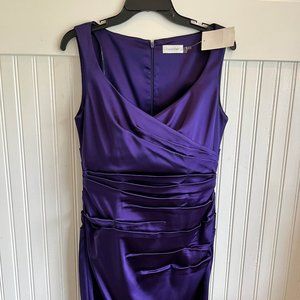 Calvin Klein Cocktail Dress Size 10- Violet Satin  (New With Tags)